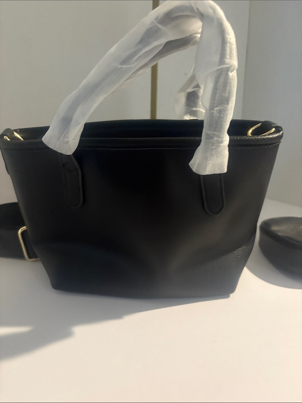 Coach Black Pebbled Leather Tote with Mini Pouch and Strap - Picture 7 of 11